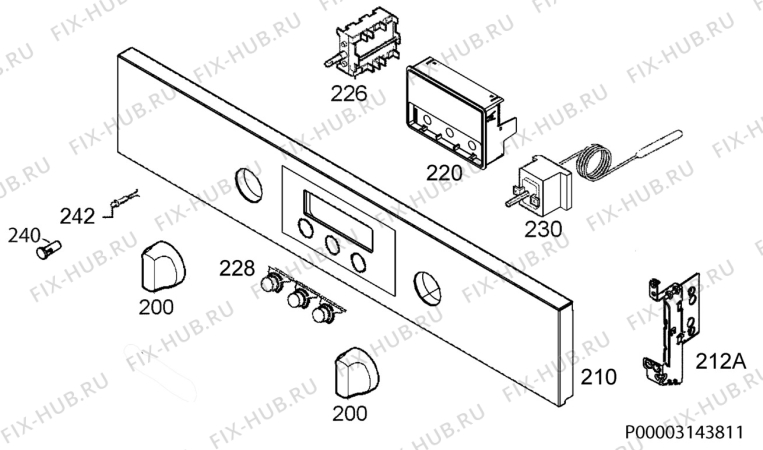 Взрыв-схема плиты (духовки) Zanussi ZOB35701XU - Схема узла Command panel 037