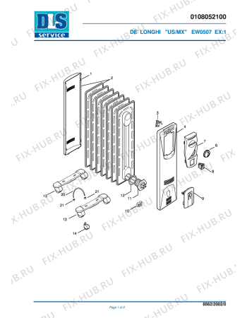 Схема №1 EW0507 EX:1 с изображением Холдер для обогревателя (вентилятора) DELONGHI 5308006300