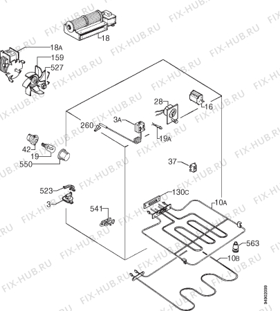 Взрыв-схема плиты (духовки) Zanussi Z974RI/1 - Схема узла Electrical equipment 268