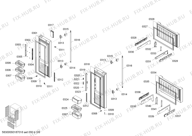 Взрыв-схема холодильника Bosch KMF40AI20 Bosch - Схема узла 03
