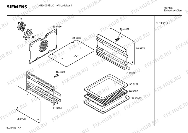 Взрыв-схема плиты (духовки) Siemens HB24055EU - Схема узла 04