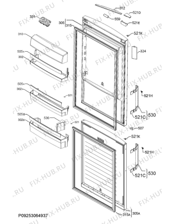 Взрыв-схема холодильника Aeg S73520CMW2 - Схема узла Door 003