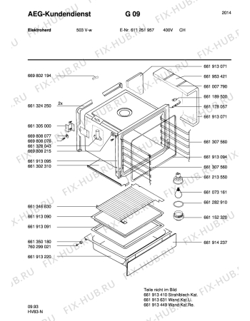 Взрыв-схема плиты (духовки) Aeg 503V-W CH - Схема узла Section2