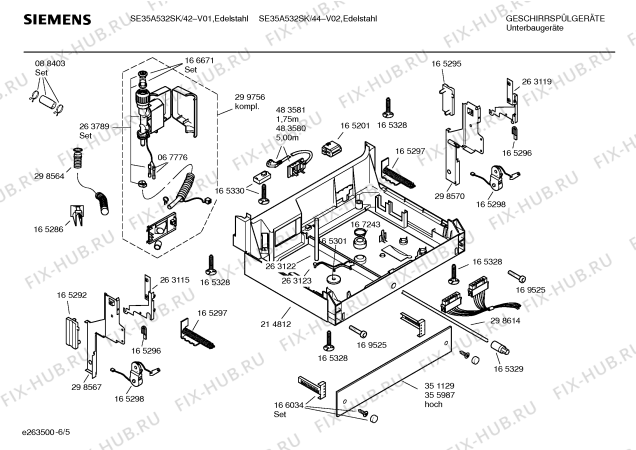 Взрыв-схема посудомоечной машины Siemens SE35A532SK - Схема узла 05