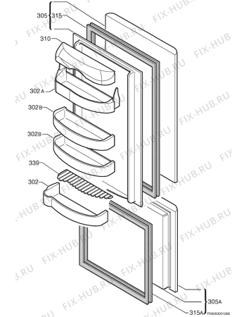 Взрыв-схема холодильника Kelvinator KCB340 - Схема узла Door 003