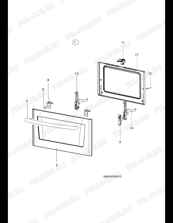 Взрыв-схема плиты (духовки) Electrolux EKC6272 - Схема узла H10 Main Oven Door (large)