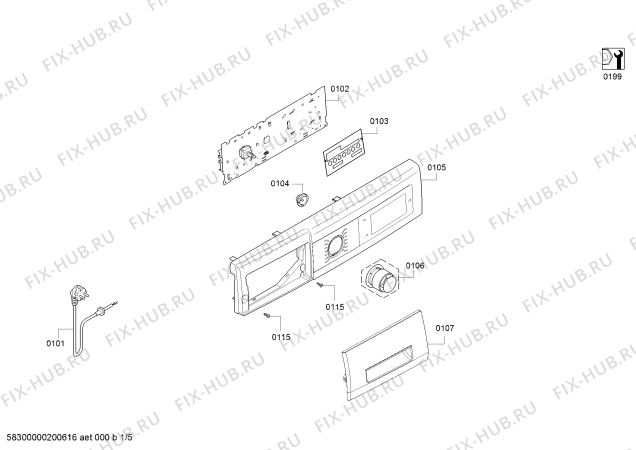Схема №5 WAT24464IN с изображением Индикатор для стиралки Bosch 12023925