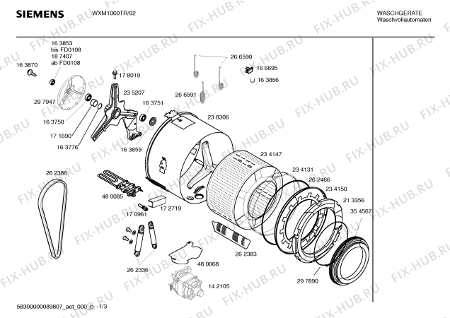 Схема №4 WFG1660TR Harmony 1660 с изображением Бак для стиральной машины Siemens 00238306