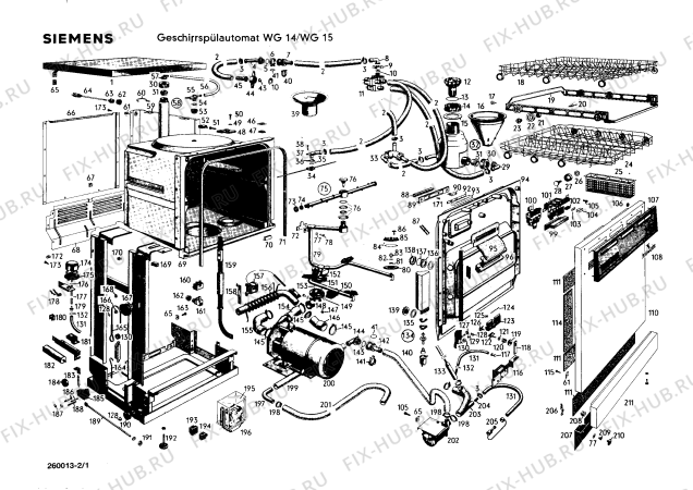 Схема №2 WG15 WG14 с изображением Винт для посудомоечной машины Siemens 00013310