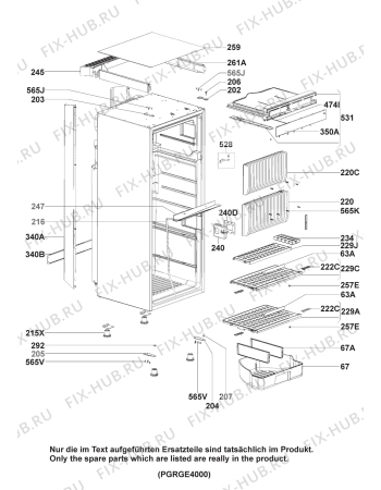 Взрыв-схема холодильника Sibir (N Sr) T250GE - Схема узла Housing 001