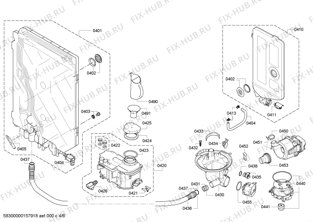 Взрыв-схема посудомоечной машины Bosch SMI58N45EU - Схема узла 04