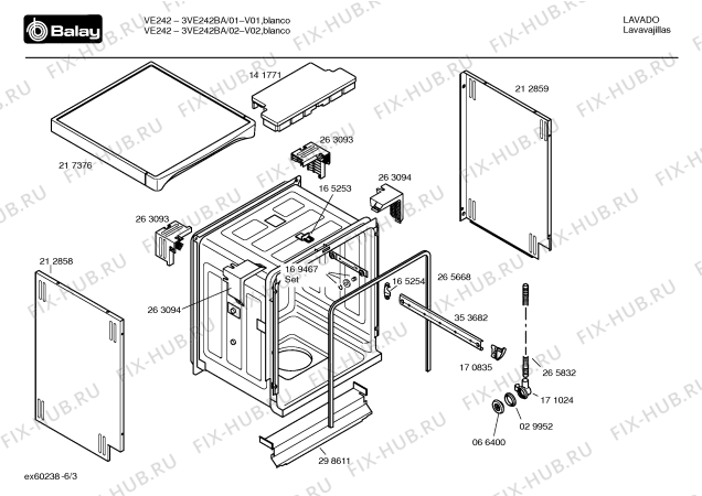 Взрыв-схема посудомоечной машины Balay 3VE242BA VE242 - Схема узла 03