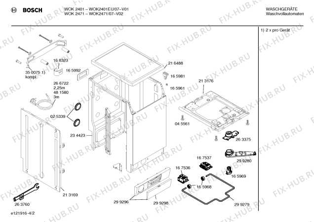 Схема №3 WOK2471 с изображением Инструкция по установке/монтажу для стиралки Bosch 00522776