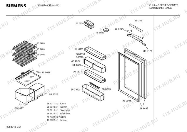 Схема №3 KI26R440IE с изображением Инструкция по эксплуатации для холодильной камеры Siemens 00594901
