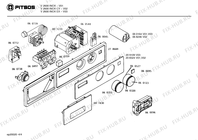 Схема №4 V2600INOXCY с изображением Панель для стиралки Bosch 00208324