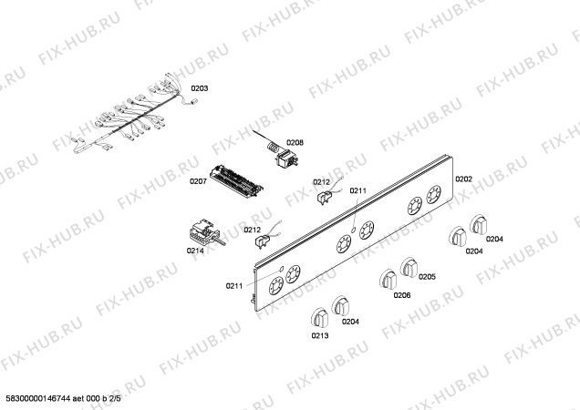 Взрыв-схема плиты (духовки) Siemens HR52D210T - Схема узла 02