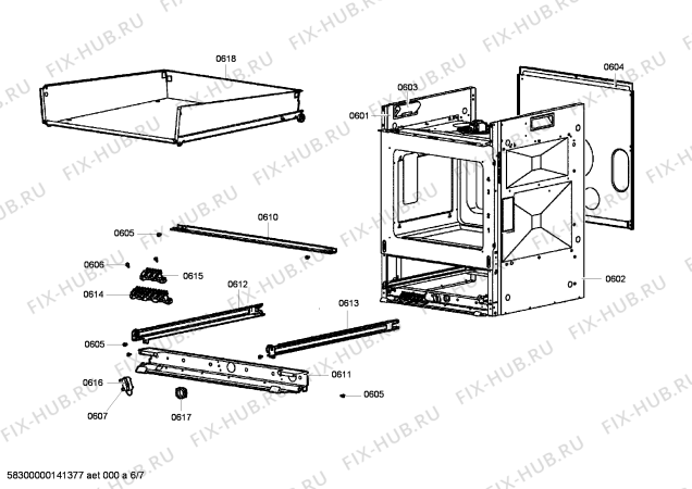 Схема №7 HB3002Z1C с изображением Выдвижной ящик для плиты (духовки) Siemens 00683294