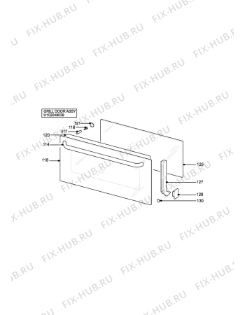 Взрыв-схема плиты (духовки) Aeg D4100-1MEX - Схема узла H10 Grill door assy