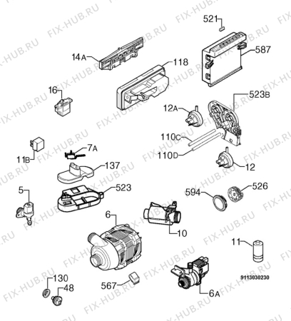 Взрыв-схема посудомоечной машины Arthurmartinelux ASF66810X - Схема узла Electrical equipment 268