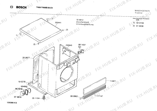 Взрыв-схема сушильной машины Bosch T468B T468 - Схема узла 02