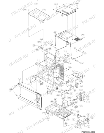 Взрыв-схема микроволновой печи Rex Electrolux MQ817GXE - Схема узла Housing 001