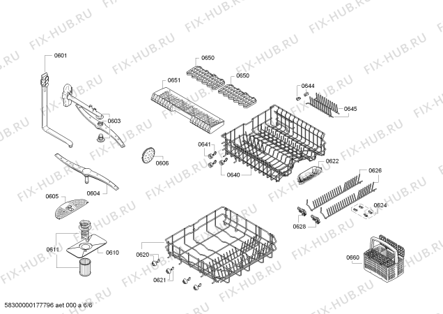 Взрыв-схема посудомоечной машины Bosch SMV41D00EU, SilencePlus - Схема узла 06