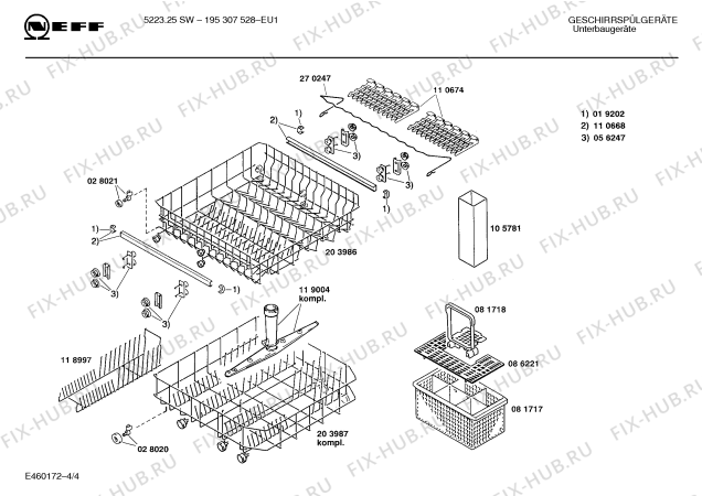 Взрыв-схема посудомоечной машины Neff 195307528 5223.25SW - Схема узла 04