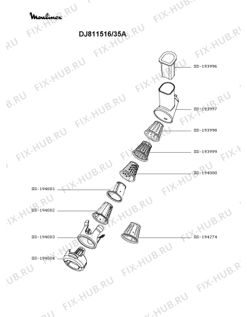 Взрыв-схема мясорубки Moulinex DJ811516/35A - Схема узла GP005124.4P2