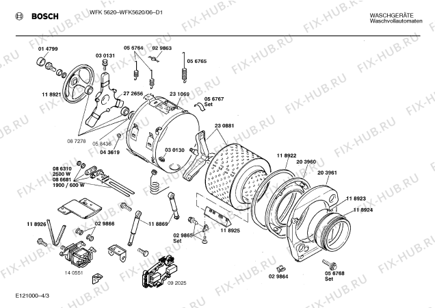 Взрыв-схема стиральной машины Bosch WFK5620 - Схема узла 03