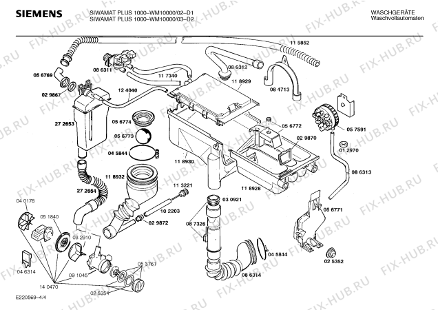 Схема №4 WM10000 SIWAMAT PLUS 1000 с изображением Ручка для стиральной машины Siemens 00088216