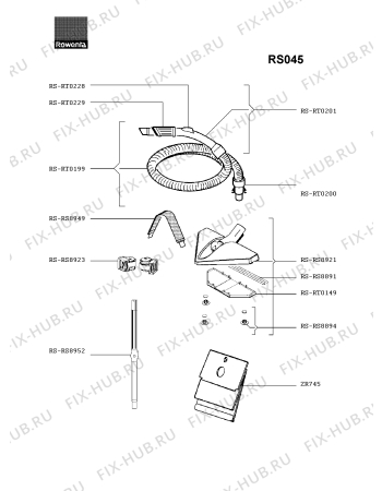 Схема №1 RS043 с изображением Щетка (насадка) для пылесоса Rowenta RS-RS8921