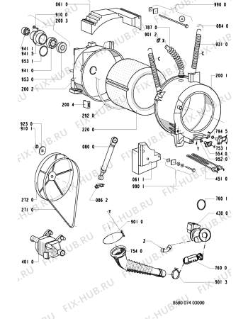 Схема №2 AWP 074 с изображением Клавиша для стиралки Whirlpool 481241258844