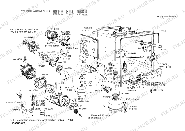 Взрыв-схема посудомоечной машины Bosch 0730104592 GV121S - Схема узла 02