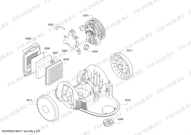 Схема №3 BGS3210 Relyy'y с изображением Крышка для мини-пылесоса Bosch 12006706