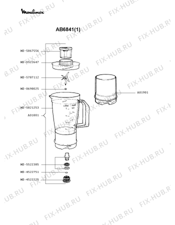 Взрыв-схема кухонного комбайна Moulinex AB6841(1) - Схема узла BP000454.7P3