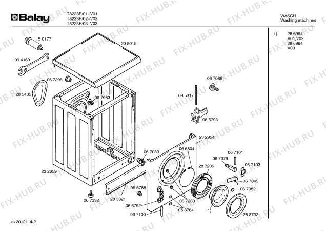Взрыв-схема стиральной машины Balay T8223P - Схема узла 02