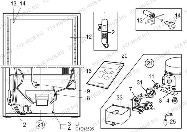 Взрыв-схема холодильника Electrolux RF632G DK - Схема узла C10 Cold, users manual