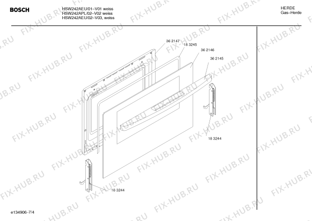 Схема №7 HSW245BPL Bosch с изображением Решетка для духового шкафа Bosch 00362031
