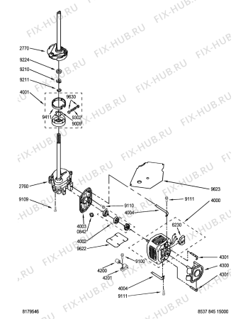 Взрыв-схема сушильной машины Whirlpool LSQ8000 (F092154) - Схема узла