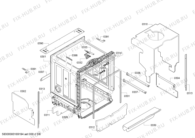 Взрыв-схема посудомоечной машины Bosch SMV47L00RU SilencePlus - Схема узла 03