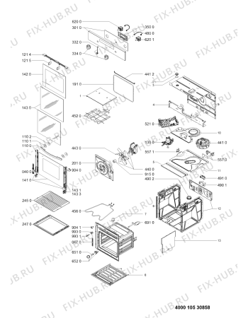 Схема №1 AKZ 520/NB с изображением Дверь (стекло) духовки для плиты (духовки) Whirlpool 481010487995