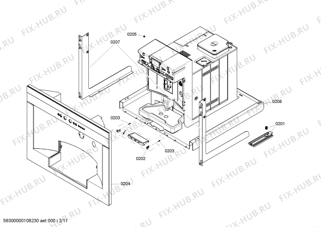 Схема №10 TK68E570 с изображением Панель для кофеварки (кофемашины) Siemens 00444426