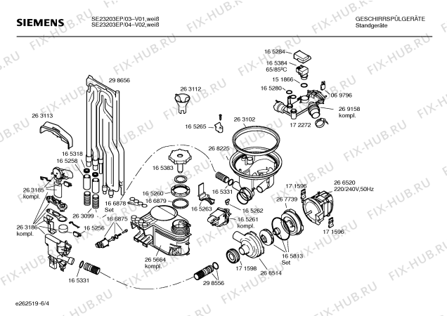 Схема №6 SE23203EP с изображением Инструкция по эксплуатации для посудомойки Siemens 00523208