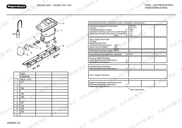 Взрыв-схема холодильника Kueppersbusch KICKB17, IKE329-6Z3 - Схема узла 03