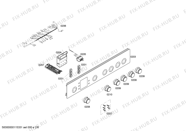 Взрыв-схема плиты (духовки) Bosch HSV744055N - Схема узла 02