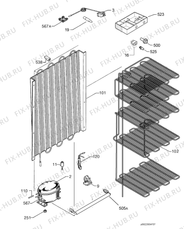 Взрыв-схема холодильника Privileg 894353_40960 - Схема узла Cooling system 017