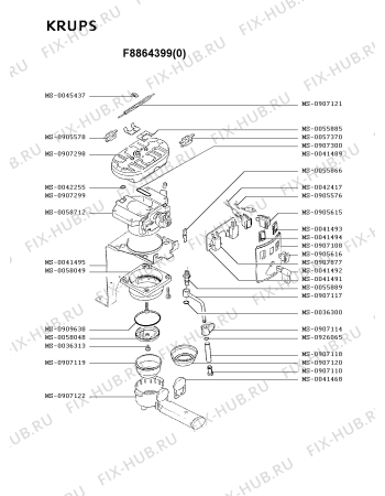 Взрыв-схема кофеварки (кофемашины) Krups F8864399(0) - Схема узла UP001864.2P2