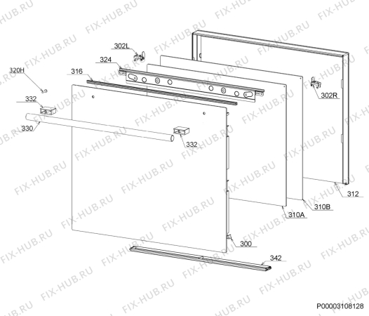 Взрыв-схема плиты (духовки) Electrolux EHGL30DCN - Схема узла Door