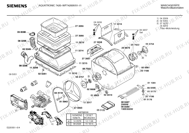Схема №5 WP74200II, AQUATRONIC 7420 с изображением Панель для стиралки Siemens 00273435