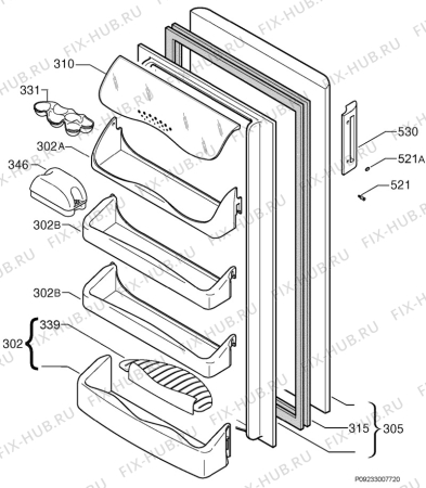 Взрыв-схема холодильника Rex Electrolux RA25SF - Схема узла Door 003